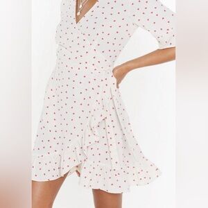 Vera & Lucy Heart Wrap Ruffle Mini Dress, Size S
